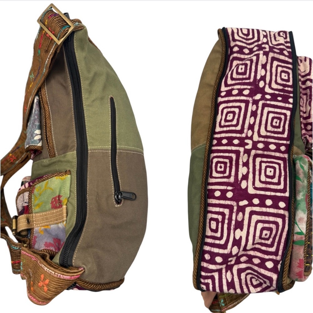 Blue Sky Multicolor Patchwork Multi Pocket Boho B… - image 5